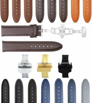 Ewatchparts 18-19-20-22-24mm Leather Watch Band Strap Smooth Compatible With Citizen Eco Drive Watch