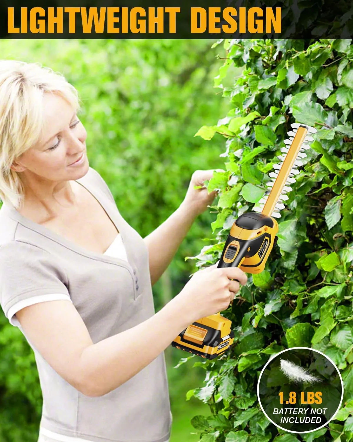 EWORK 21V Cordless Hedge Trimmer & Grass Shears 2-in-1 Handheld Small Electric Bush Trimmer with 2.0Ah Battery and Charger, Battery Powered Shrub Trimmer for Garden, Yard, Lawn Maintenance
