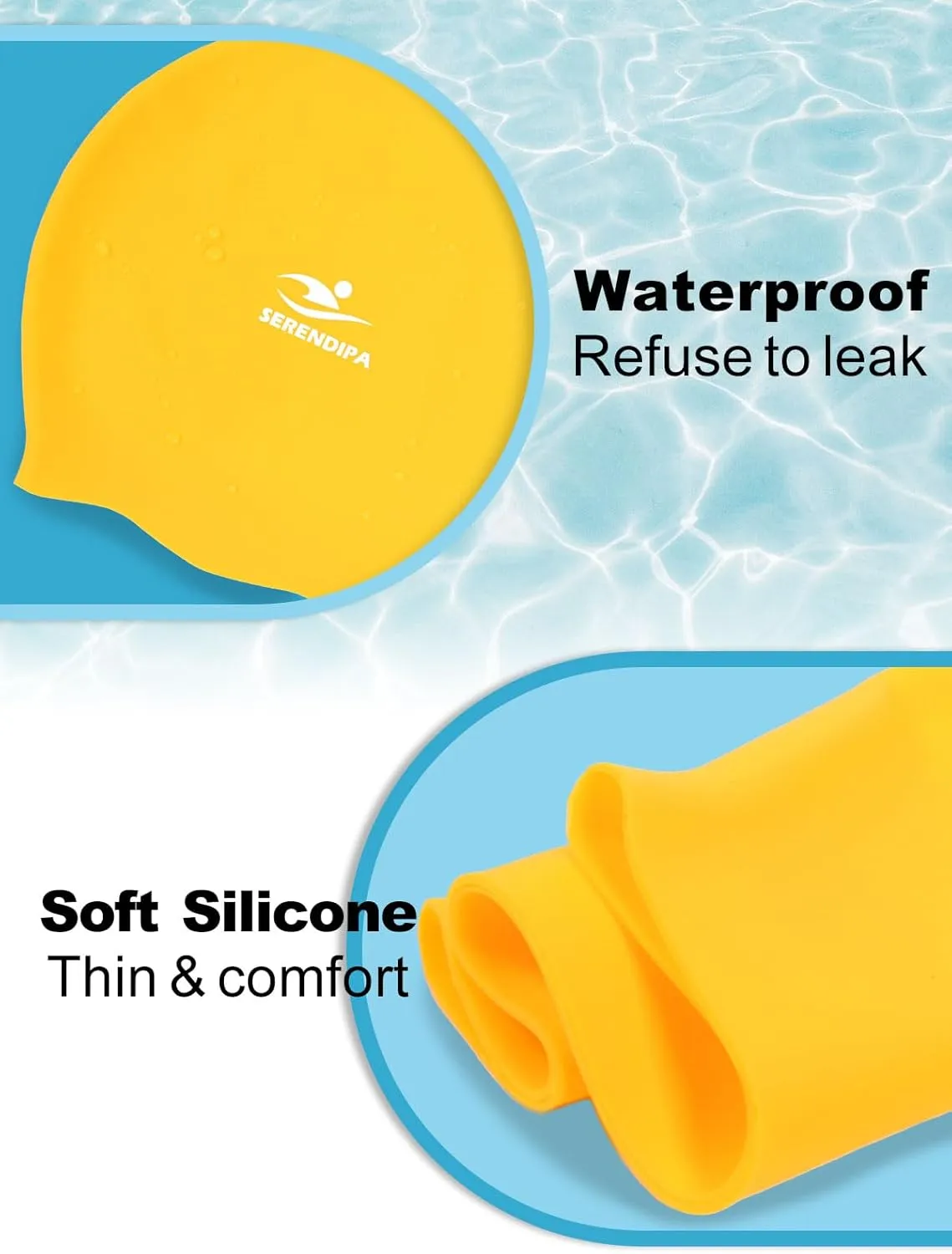 Extra Large Swim Cap for Long Hair, Dreadlocks, Weaves, Hair Extensions, Braids, Curls & Afros - Waterproof Silicone Swimming Cap for Women & Men, Comfortable for Pool, Beach & Training