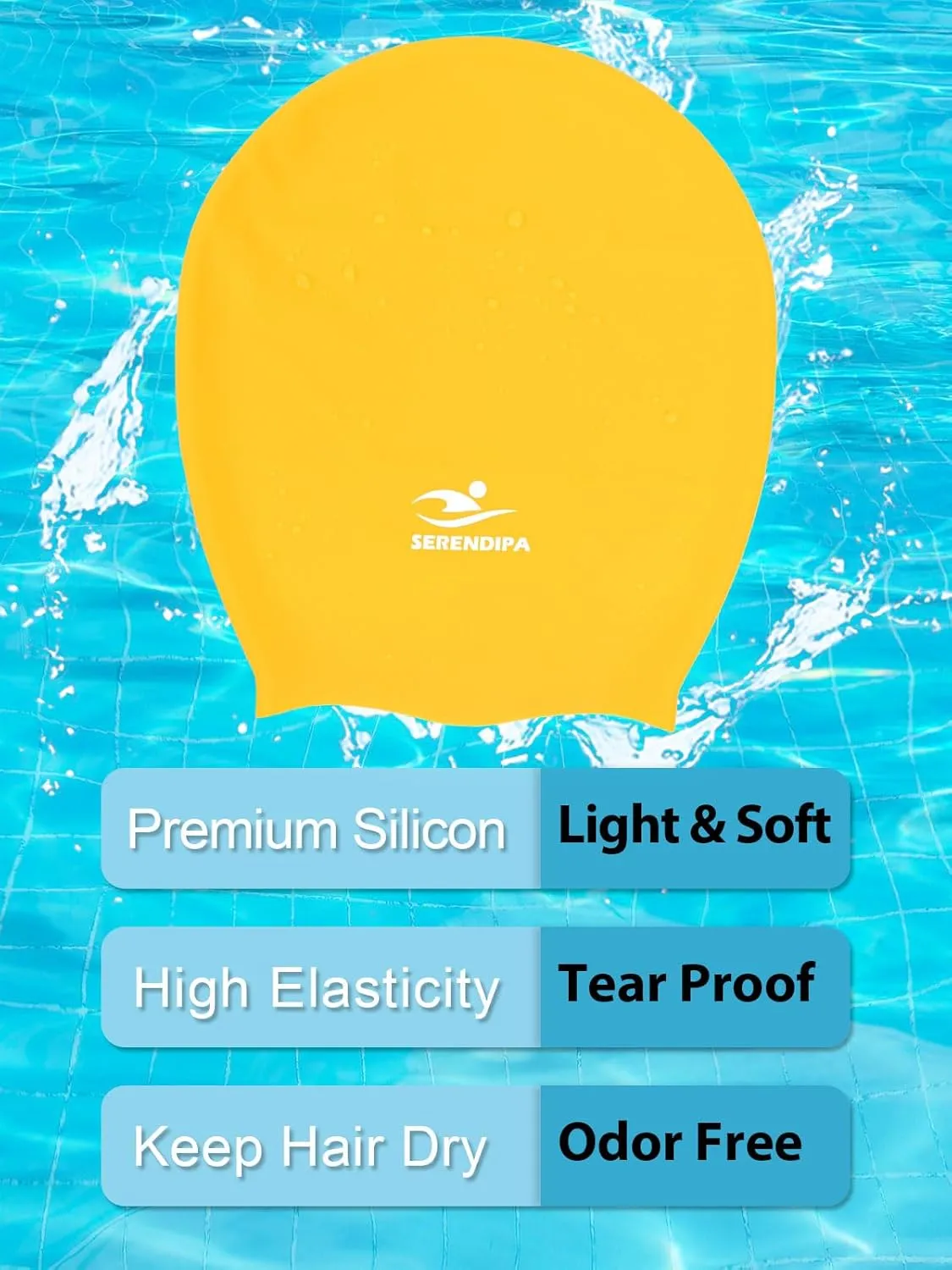 Extra Large Swim Cap for Long Hair, Dreadlocks, Weaves, Hair Extensions, Braids, Curls & Afros - Waterproof Silicone Swimming Cap for Women & Men, Comfortable for Pool, Beach & Training