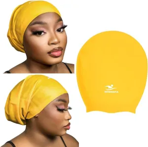 Extra Large Swim Cap for Long Hair, Dreadlocks, Weaves, Hair Extensions, Braids, Curls & Afros - Waterproof Silicone Swimming Cap for Women & Men, Comfortable for Pool, Beach & Training
