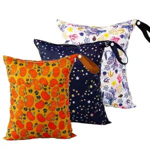 EZ Moms 3 Pcs Reusable Waterproof Wet Bag With Two Pockets For Diaper Pouch Wet Dry Bag For Breast Pump Parts Wet Bag For Swimsuit Waterproof Bags For Swimming Wet Swimsuit Bag Waterproof