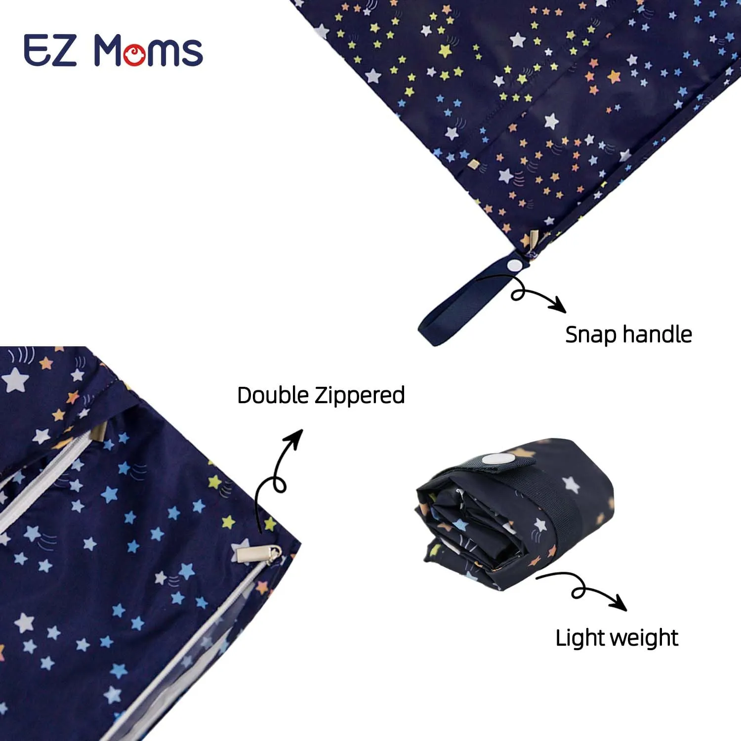 EZ Moms 3 Pcs Reusable Waterproof Wet Bag With Two Pockets For Diaper Pouch Wet Dry Bag For Breast Pump Parts Wet Bag For Swimsuit Waterproof Bags For Swimming Wet Swimsuit Bag Waterproof