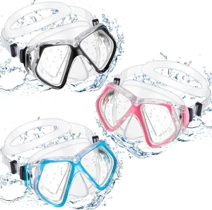 Fabbay 3 Pieces Swimming Diving Goggles with Nose Cover Adult Swim Snorkel Goggle Swim Goggle Pack Pool Goggles for Youth Men Women