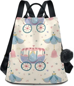Fairy Tale Carriages Backpack for Women Anti Theft Large Fashion Travel Shoulder Bag Purse Rucksack Lightweight