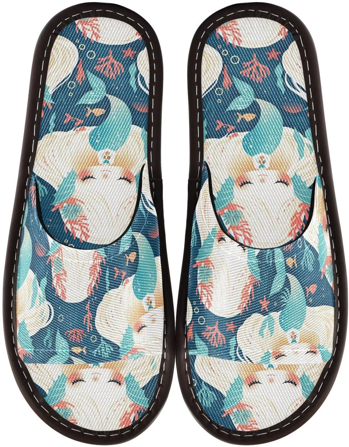 Fairy-tale Mermaids Mens Spa Shower Slippers Summer Dorm Home Slides for Home Outdoor Outdoor