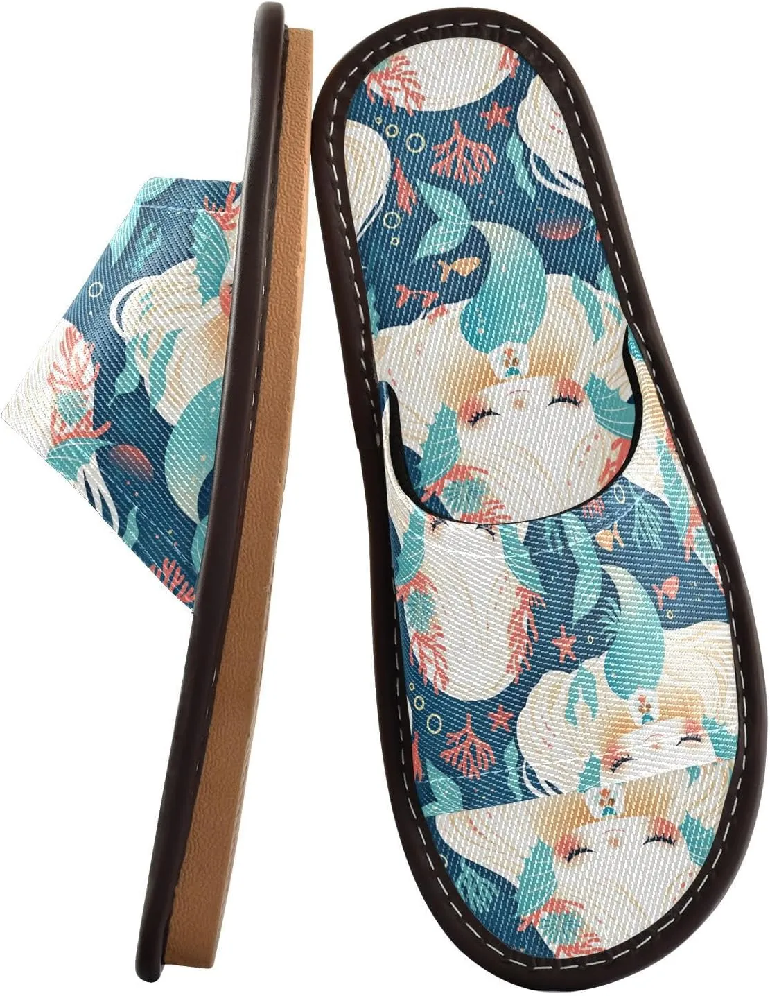 Fairy-tale Mermaids Mens Spa Shower Slippers Summer Dorm Home Slides for Home Outdoor Outdoor
