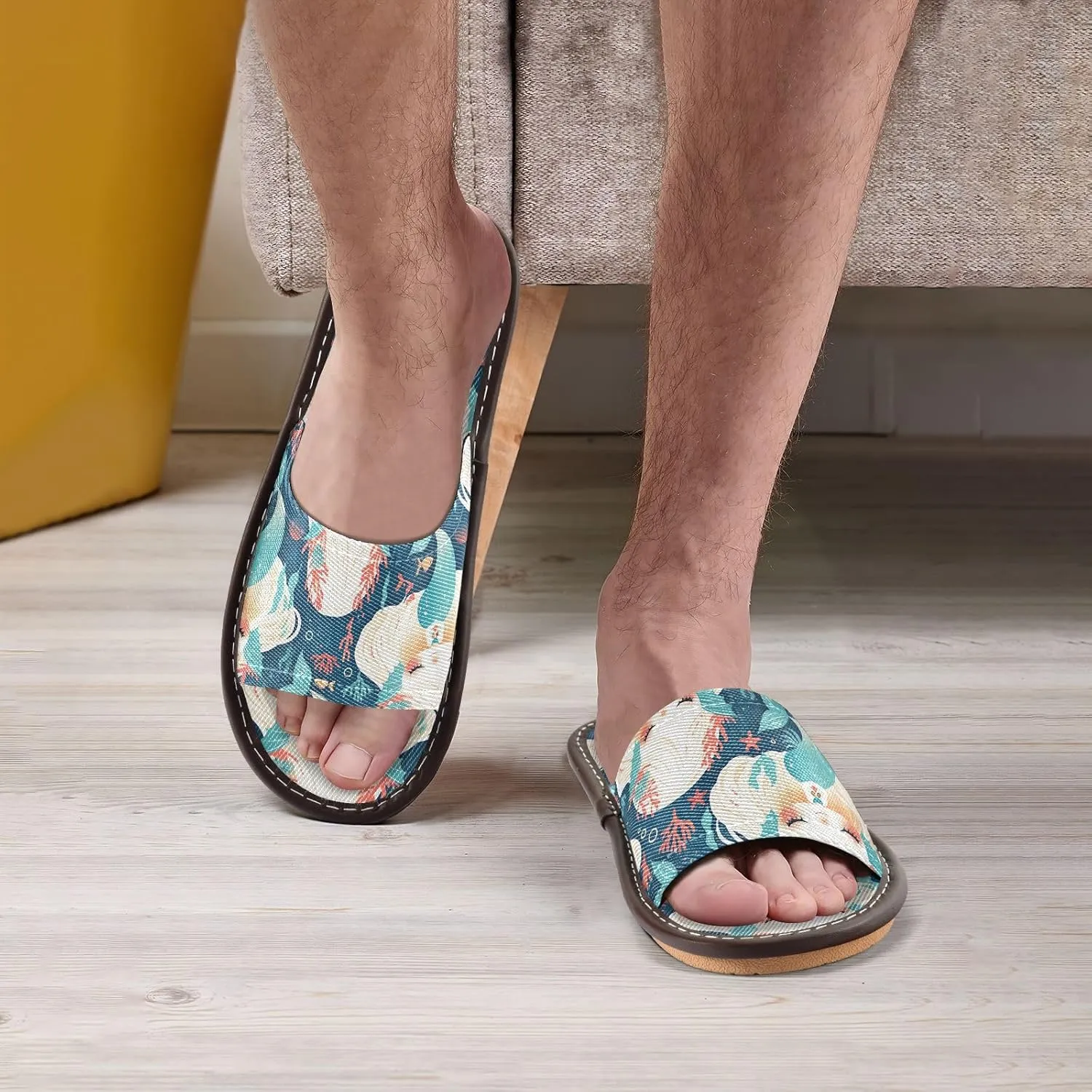 Fairy-tale Mermaids Mens Spa Shower Slippers Summer Dorm Home Slides for Home Outdoor Outdoor