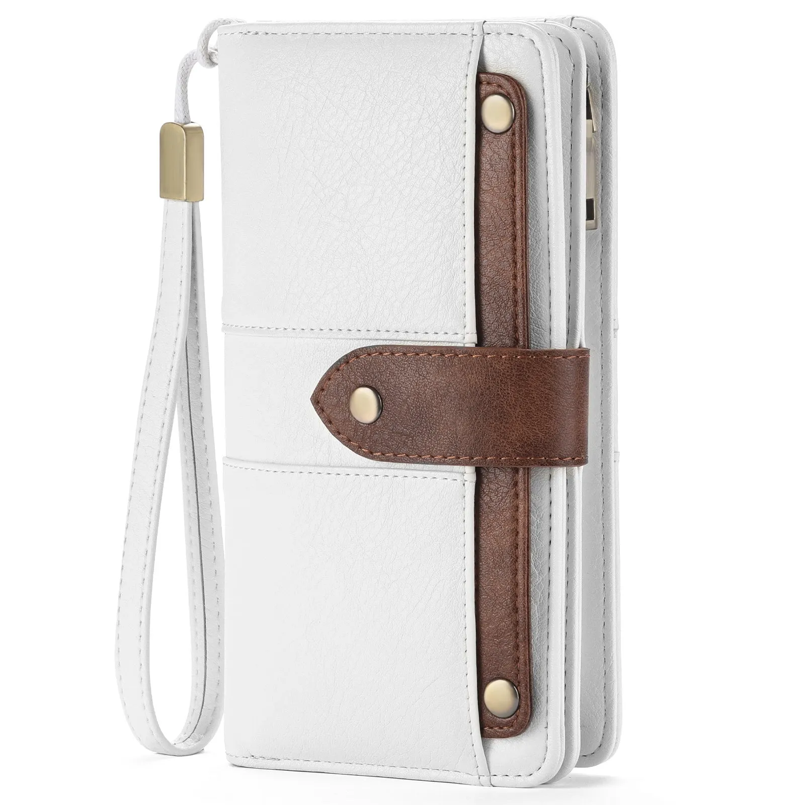 FALAN MULE Women Genuine Leather Wallet Large Capacity Bifold RFID Blocking Card Holder with Zipper Coin Pocket