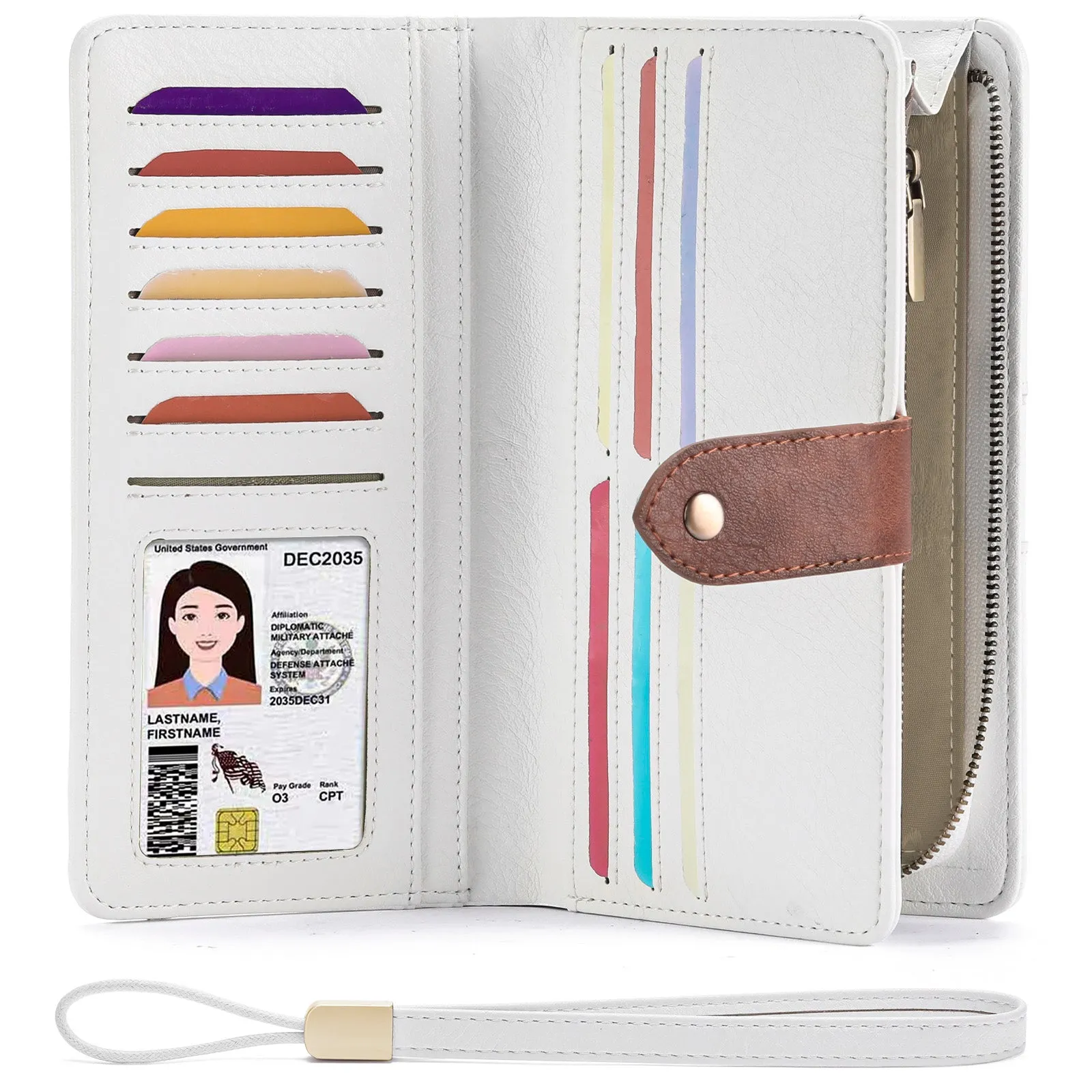 FALAN MULE Women Genuine Leather Wallet Large Capacity Bifold RFID Blocking Card Holder with Zipper Coin Pocket