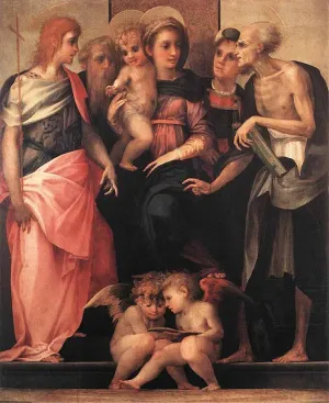 FANBUiHU Famous Wall Art Print Classic Canvas Lady Enthroned with Four Saints by Rosso Fiorentino Graffiti Painting for Home Decor 60x90cm