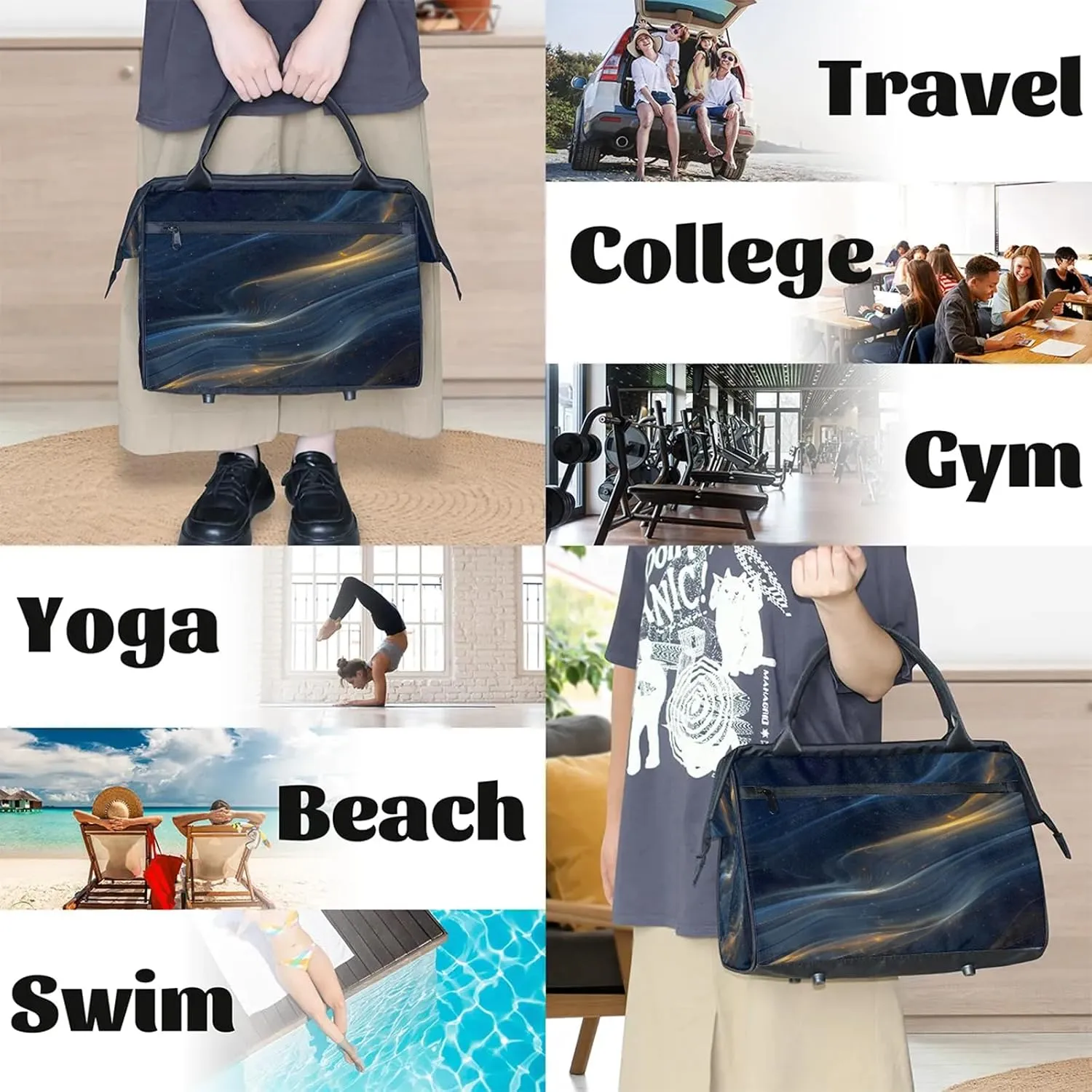 Fantasy Stars Galaxy Large Travel Duffel Bag Gym Tote Bag for Women Men Waterproof Weekend Overnight Bag Carry On Tote Luggage with Pocket Personal Item Bags Sports Bag fit Travel Sports Gym Yoga