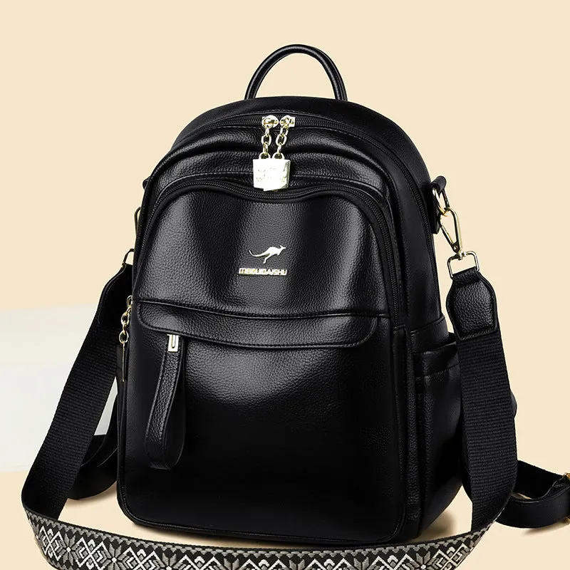 Fashion Mother Soft Leather Large Capacity Backpacks