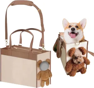 Fashionable Small Dog Bag, Carrier Leather Dog Purse, Convenient Pet Tote for Small and Medium Sized Dogs and Cats, Pet Handbag for Going Out and Travel (Medium)