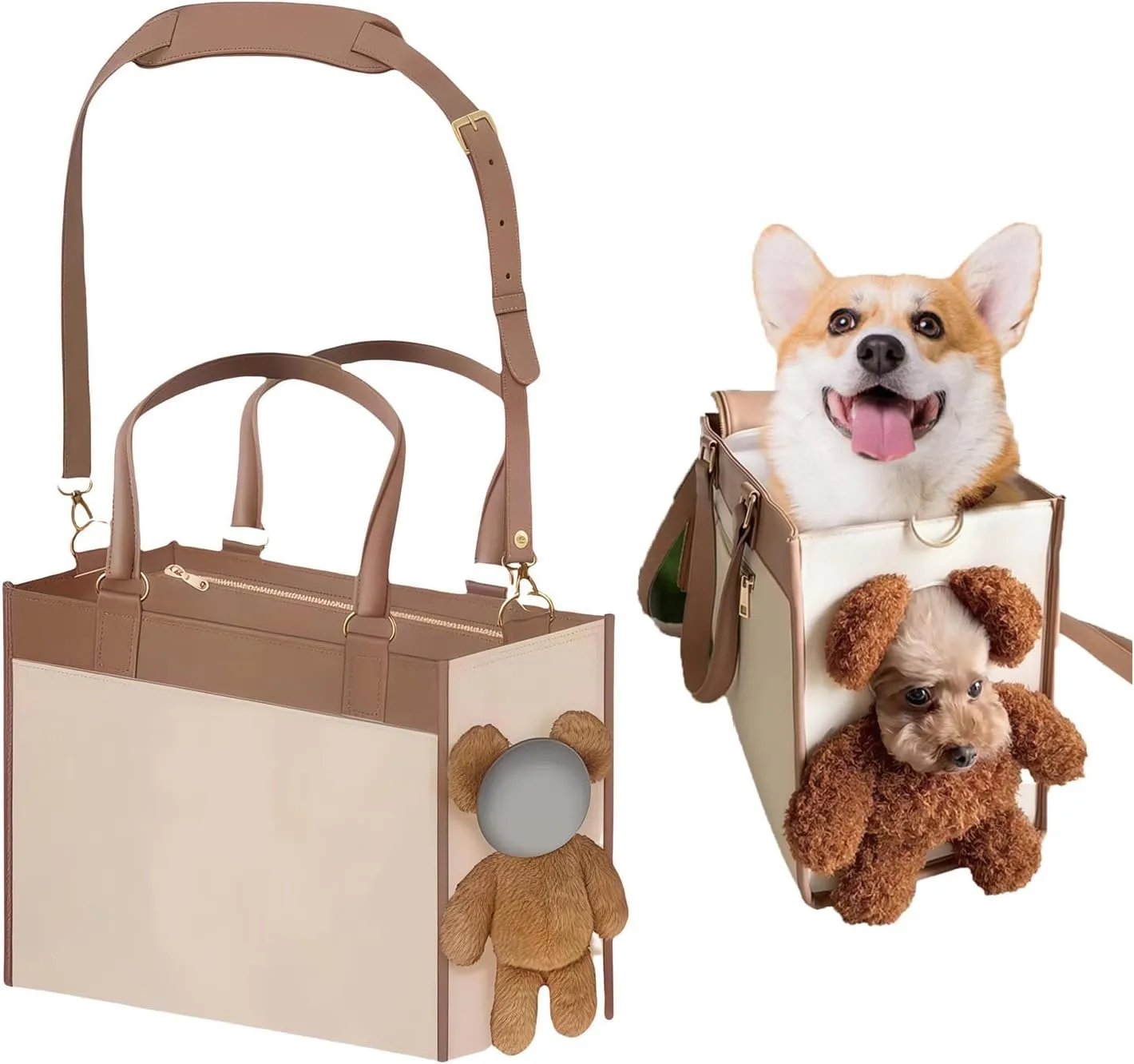 Fashionable Small Dog Bag, Carrier Leather Dog Purse, Convenient Pet Tote for Small and Medium Sized Dogs and Cats, Pet Handbag for Going Out and Travel (Medium)