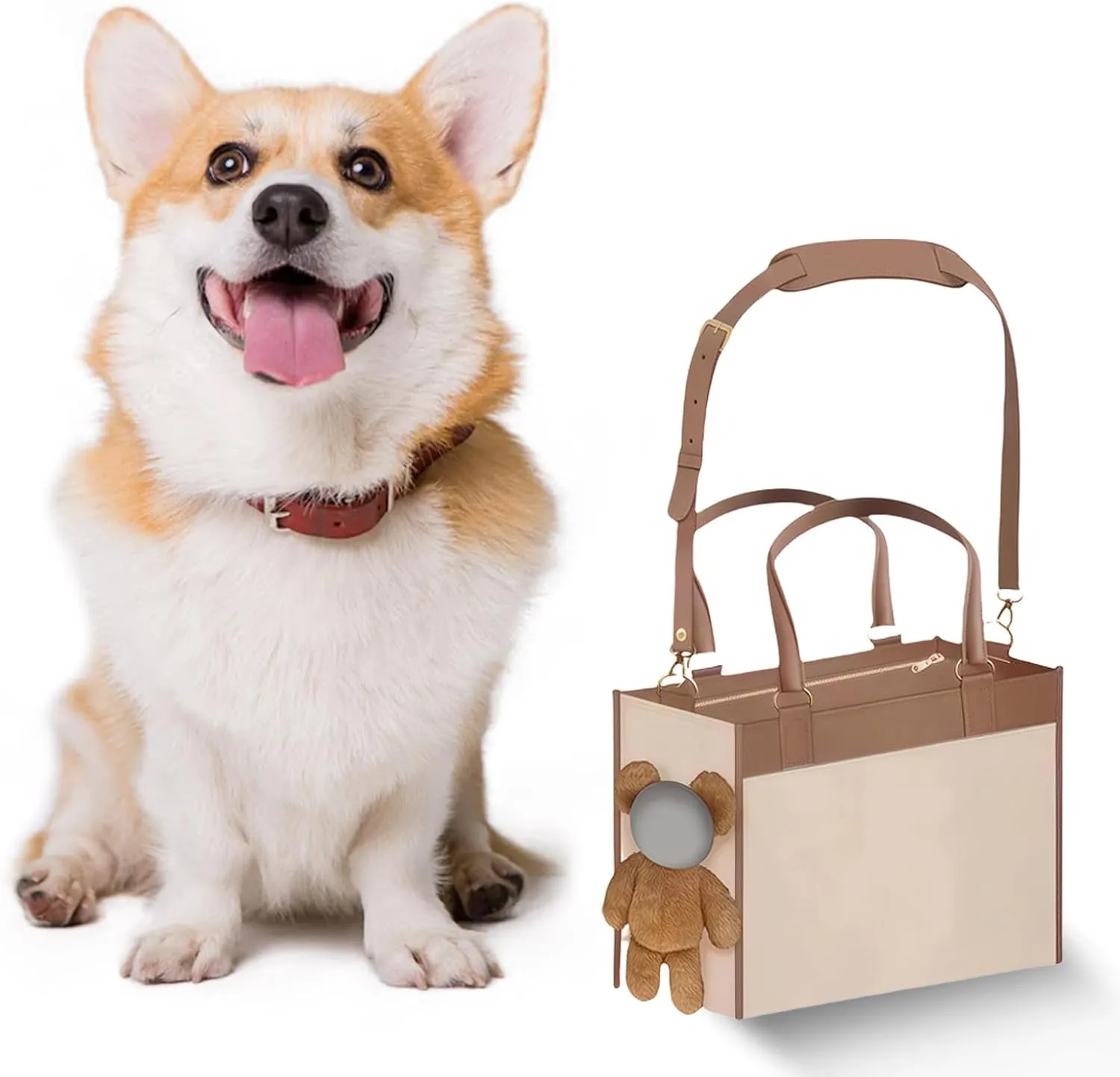 Fashionable Small Dog Bag, Carrier Leather Dog Purse, Convenient Pet Tote for Small and Medium Sized Dogs and Cats, Pet Handbag for Going Out and Travel (Medium)