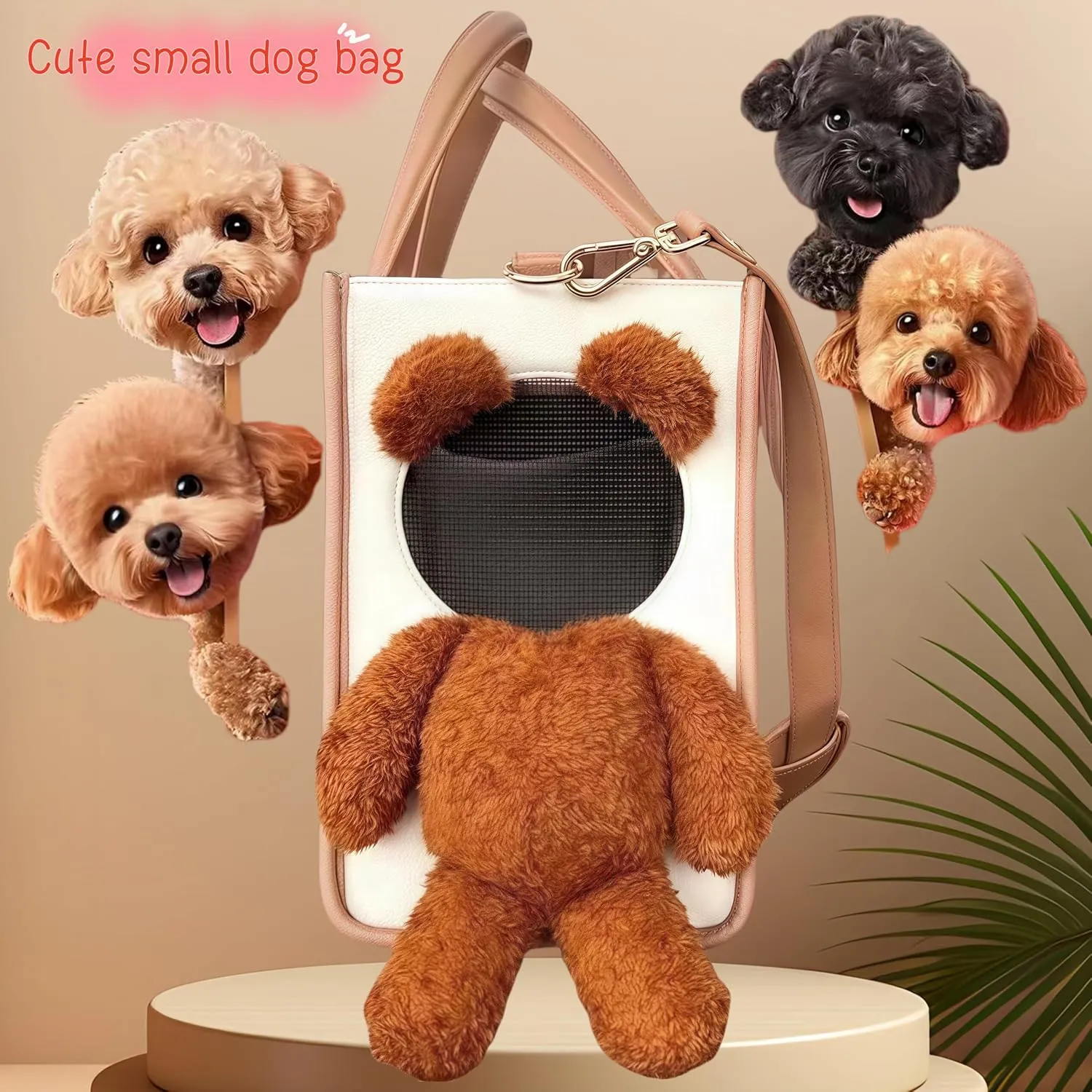 Fashionable Small Dog Bag Carrier PU Leather Dog Purse Convenient Pet Tote for Small and Medium Sized Dogs and Cats Puppy Bag Stylish Pet Handbag for Going Out and Travel (Medium)