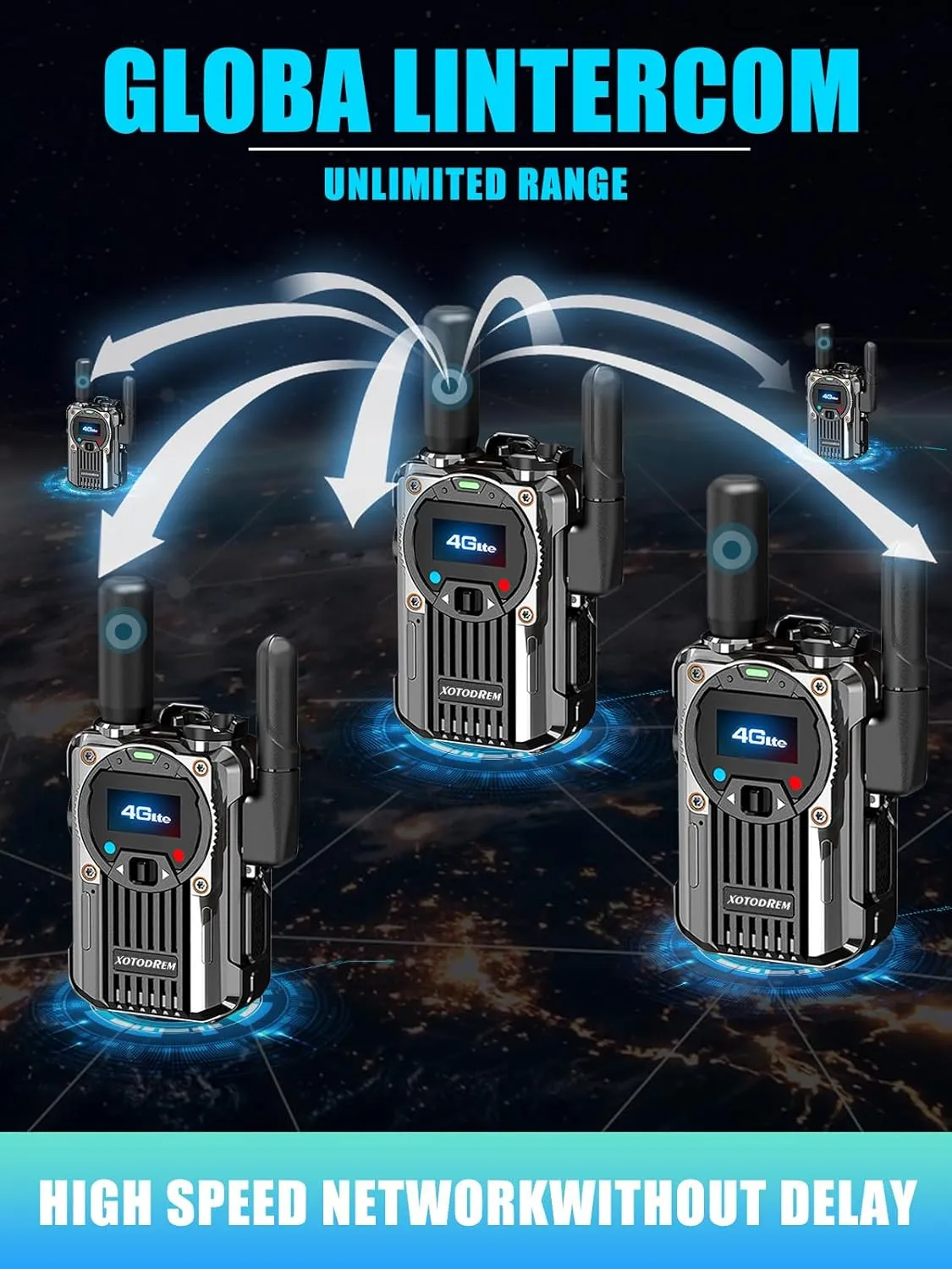 Fast Handheld radios Unlimited Range Global 4G Walkie Talkie Long Range Unlimited Range Two Way Radio Portable Radio am fm Radio PTT POC Radio(6pcs with sim Card) (6)