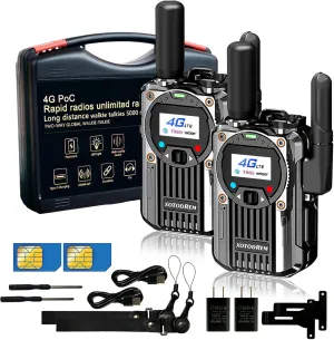 Fast Handheld radios Unlimited Range Global 4G Walkie Talkie Long Range Unlimited Range Two Way Radio Portable Radio am fm Radio PTT POC Radio(6pcs with sim Card) (6)