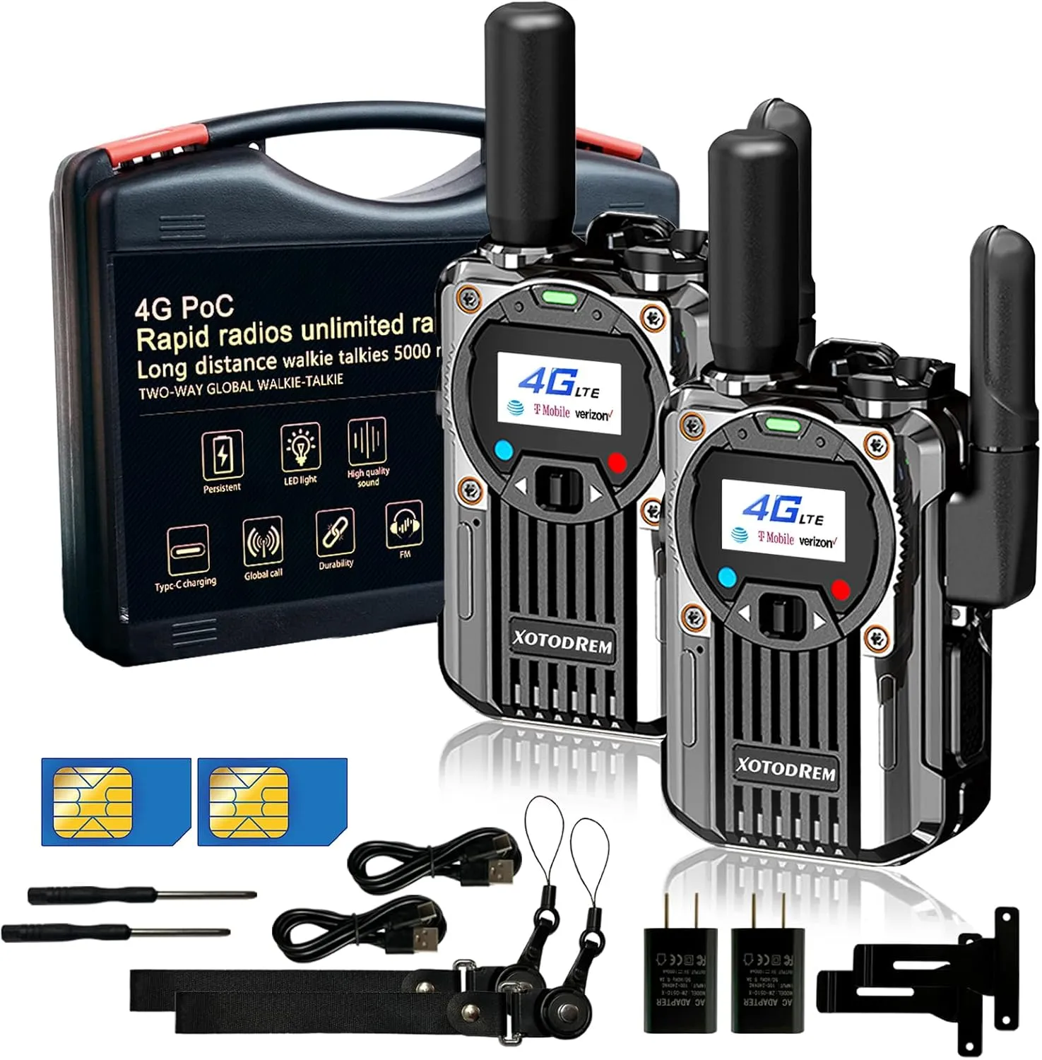 Fast Handheld radios Unlimited Range Global 4G Walkie Talkie Long Range Unlimited Range Two Way Radio Portable Radio am fm Radio PTT POC Radio(6pcs with sim Card) (6)