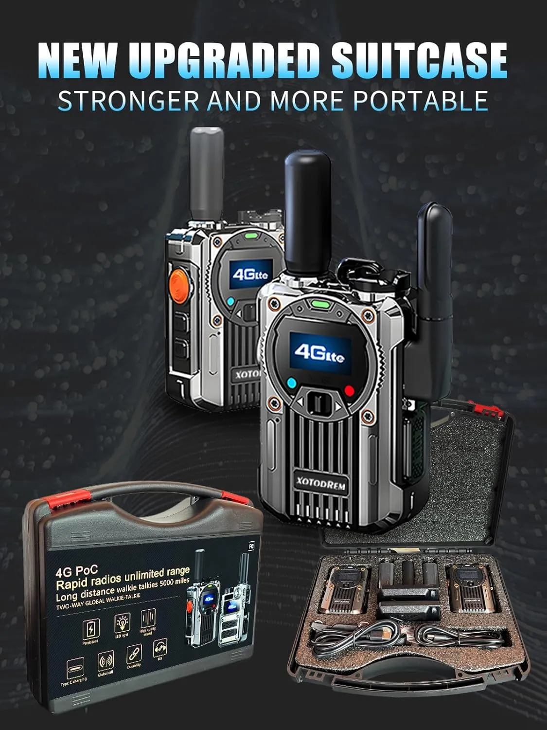 Fast Handheld radios Unlimited Range Global 4G Walkie Talkie Long Range Unlimited Range Two Way Radio Portable Radio am fm Radio PTT POC Radio(6pcs with sim Card) (6)