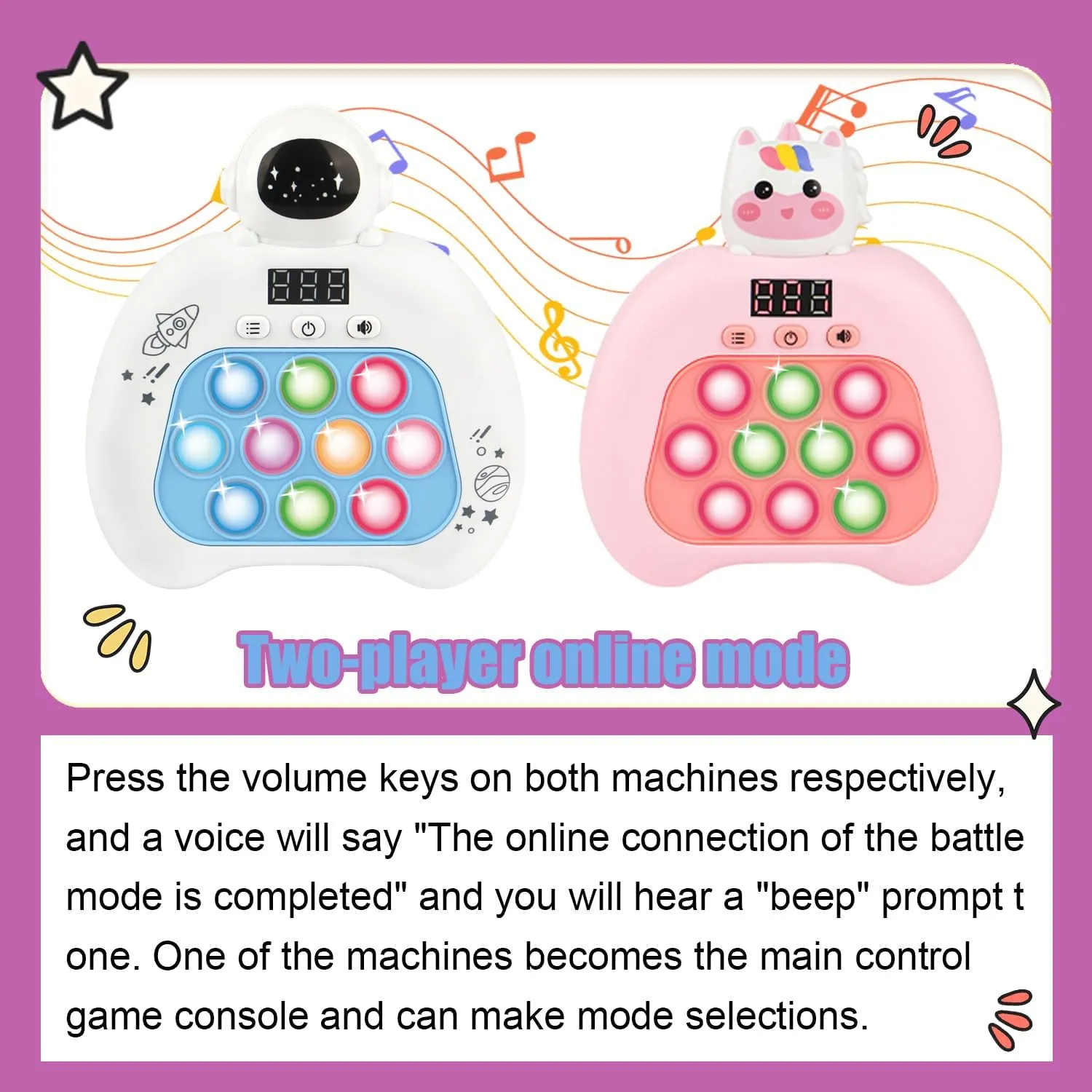 Fast Push Pop Fidget Toys for Kids, Handheld Puzzle Game with LED Screen & Multiplayer Mode, Sensory Toys for 3-12 Year Old Girls Boys, Fun Battle Gifts for Friends（Christmas）