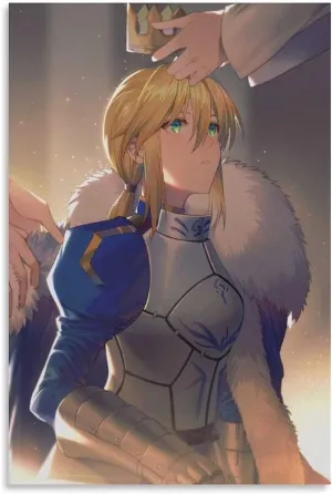 Fate Saber Grand Order Altria Pendragon Japanese Anime Posters Poster Cool Artworks Painting Wall Art Canvas Prints Hanging Picture Home Decor Posters Gift Idea (Unframe,16"X24")
