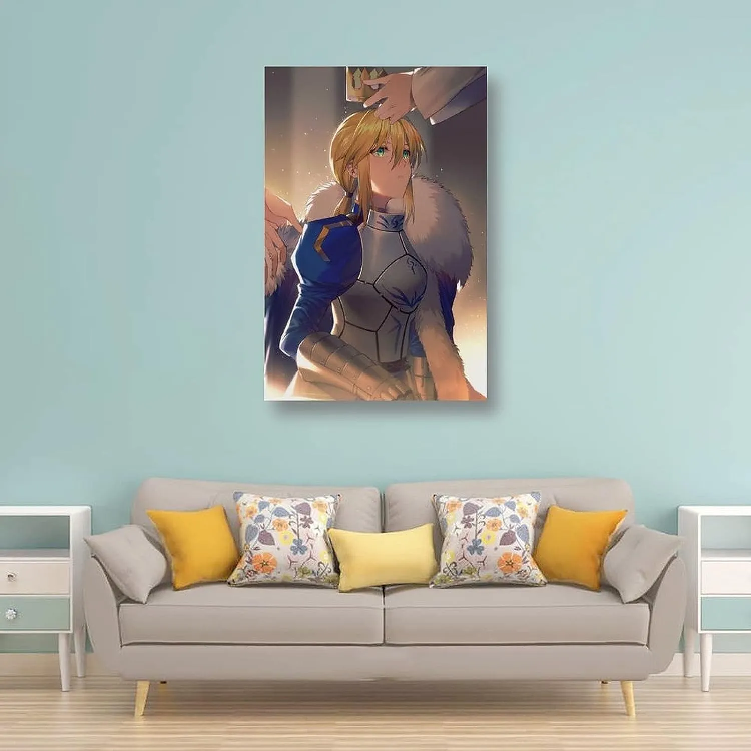 Fate Saber Grand Order Altria Pendragon Japanese Anime Posters Poster Cool Artworks Painting Wall Art Canvas Prints Hanging Picture Home Decor Posters Gift Idea (Unframe,16"X24")