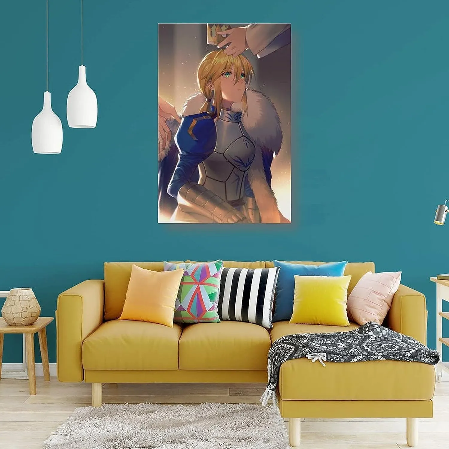 Fate Saber Grand Order Altria Pendragon Japanese Anime Posters Poster Cool Artworks Painting Wall Art Canvas Prints Hanging Picture Home Decor Posters Gift Idea (Unframe,16"X24")