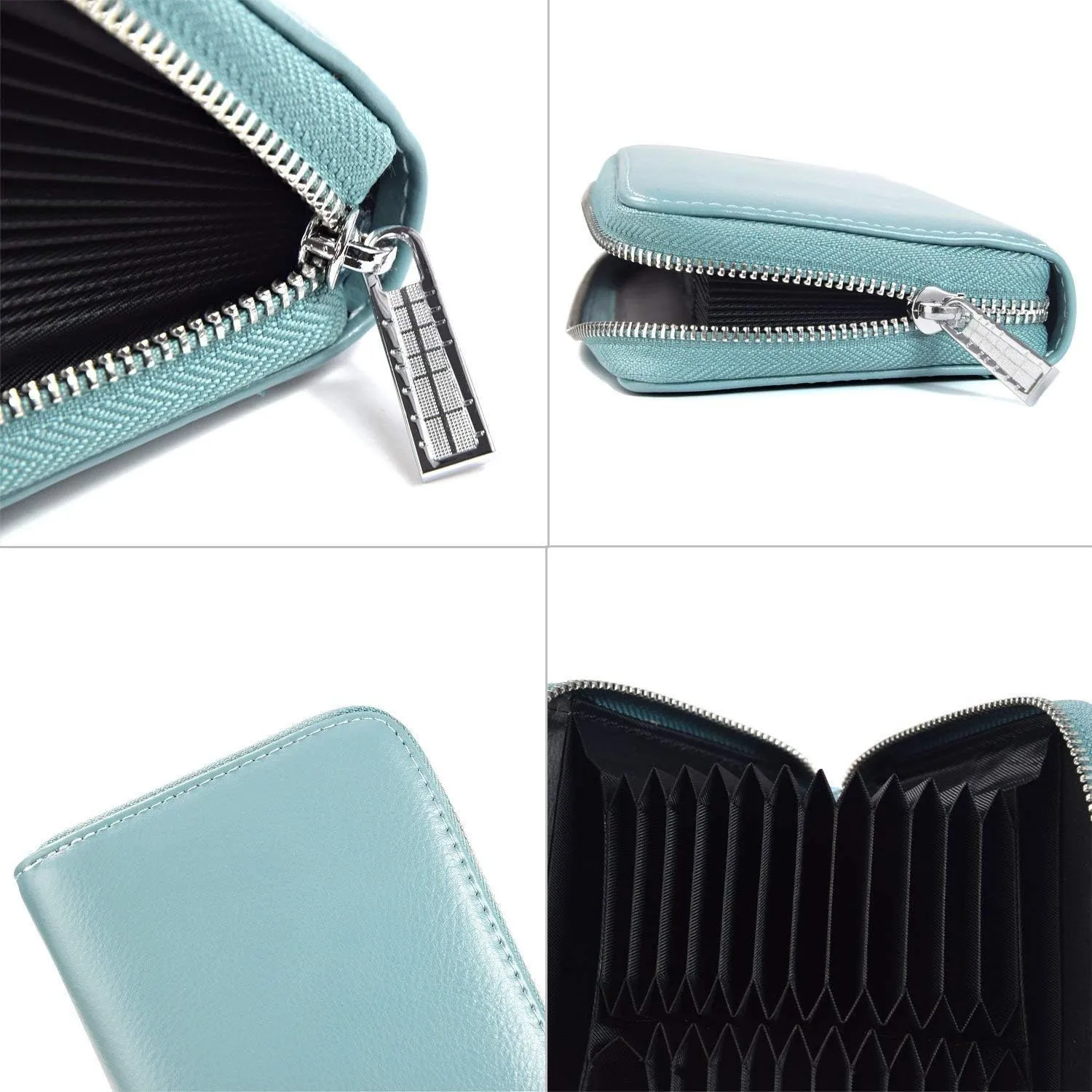 FEITH&FELLY Large Capacity Credit Card Wallets for Women Long Leather RFID Blocking Accordion Wallet Zip Organizer 36 Slots