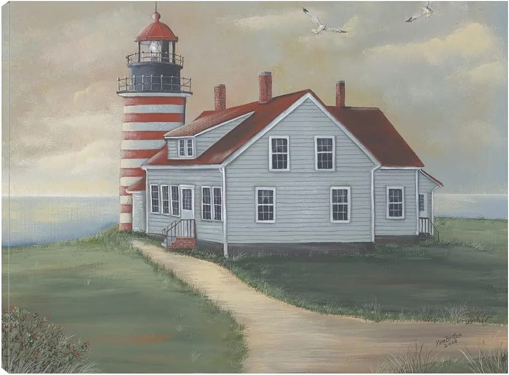 Fine Art Canvas West Quoddy at Sunrise Canvas Wall Decor by Artist Pam Britton for Living Room, Bedroom, Bathroom, Kitchen, Office, Bar, Dining & Guest Room - Ready to Hang - 20 in x 15 in