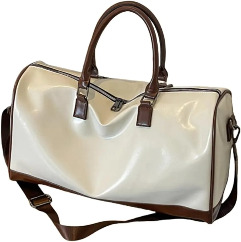 Fitness Bag PU Leather Overnight Bag Large Capacity Travel Bag Gym Bag for Trip