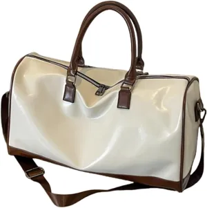 Fitness Bag PU Leather Overnight Bag Large Capacity Travel Bag Gym Bag for Trip