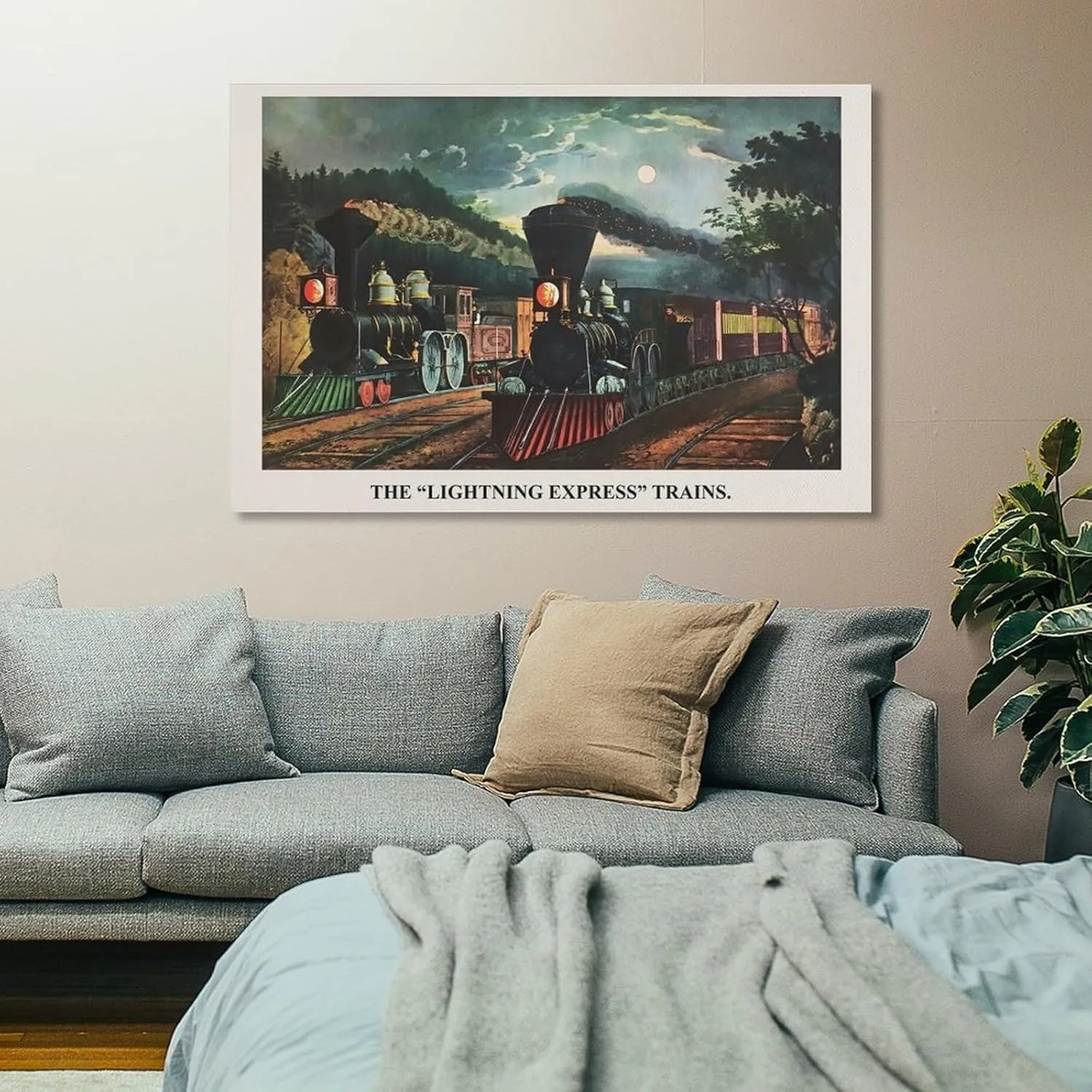 FKDSAN Lightning Express American Retro Art Poster Canvas Painting Posters And Prints Wall Art Pictures for Living Room Bedroom Decor 08x12inch(20x30cm) Frame-style