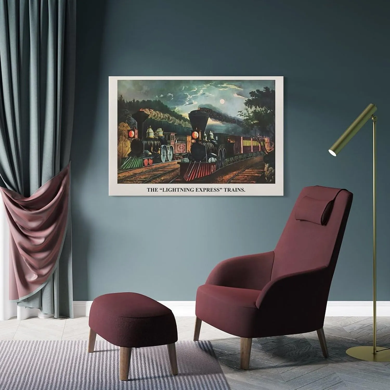 FKDSAN Lightning Express American Retro Art Poster Canvas Painting Posters And Prints Wall Art Pictures for Living Room Bedroom Decor 08x12inch(20x30cm) Frame-style