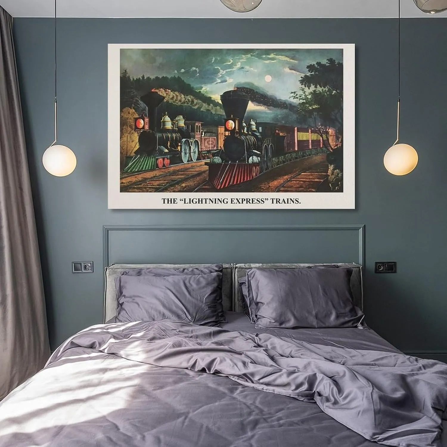FKDSAN Lightning Express American Retro Art Poster Canvas Painting Posters And Prints Wall Art Pictures for Living Room Bedroom Decor 08x12inch(20x30cm) Frame-style