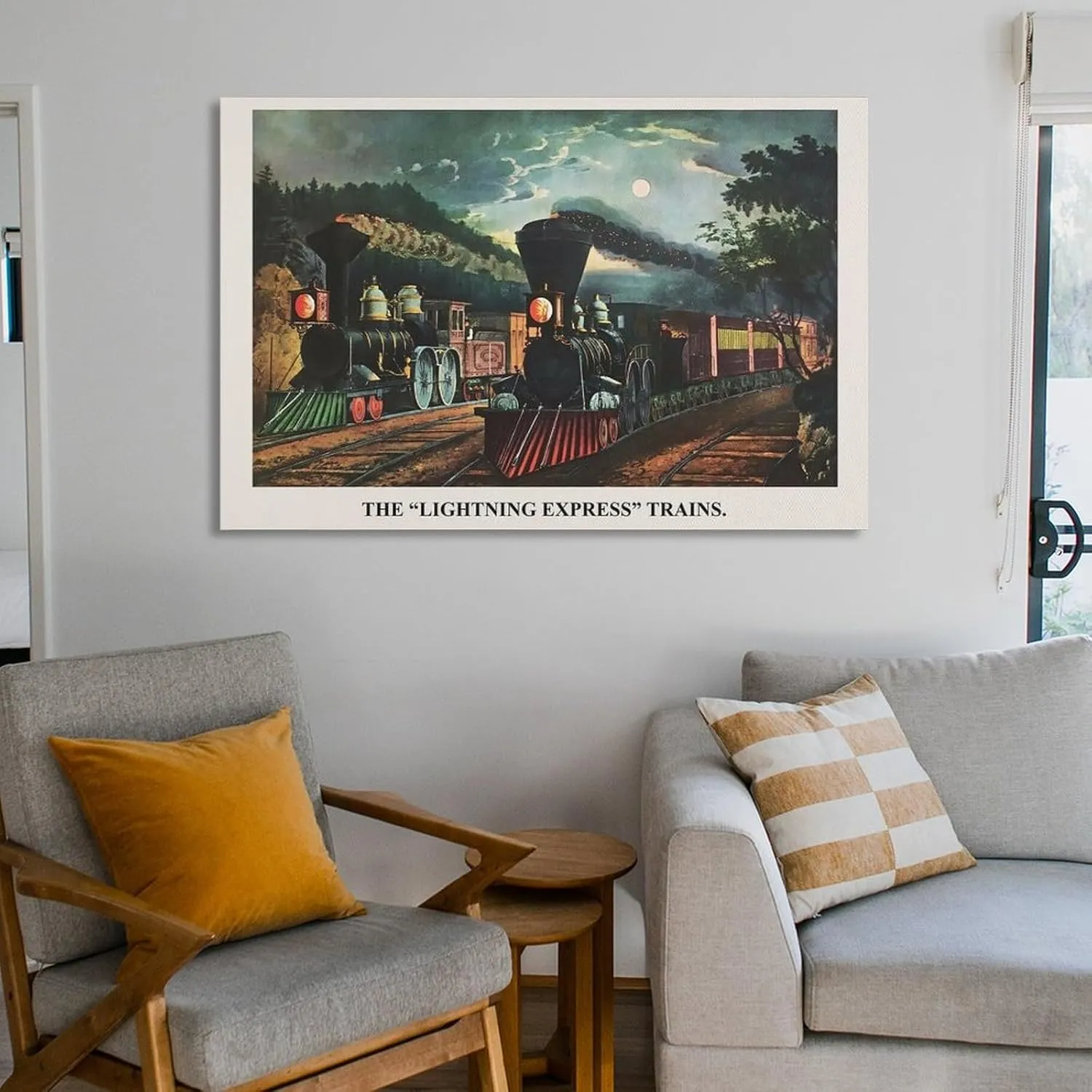 FKDSAN Lightning Express American Retro Art Poster Canvas Painting Posters And Prints Wall Art Pictures for Living Room Bedroom Decor 08x12inch(20x30cm) Frame-style