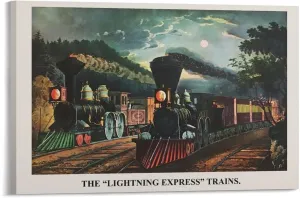 FKDSAN Lightning Express American Retro Art Poster Canvas Painting Posters And Prints Wall Art Pictures for Living Room Bedroom Decor 08x12inch(20x30cm) Frame-style