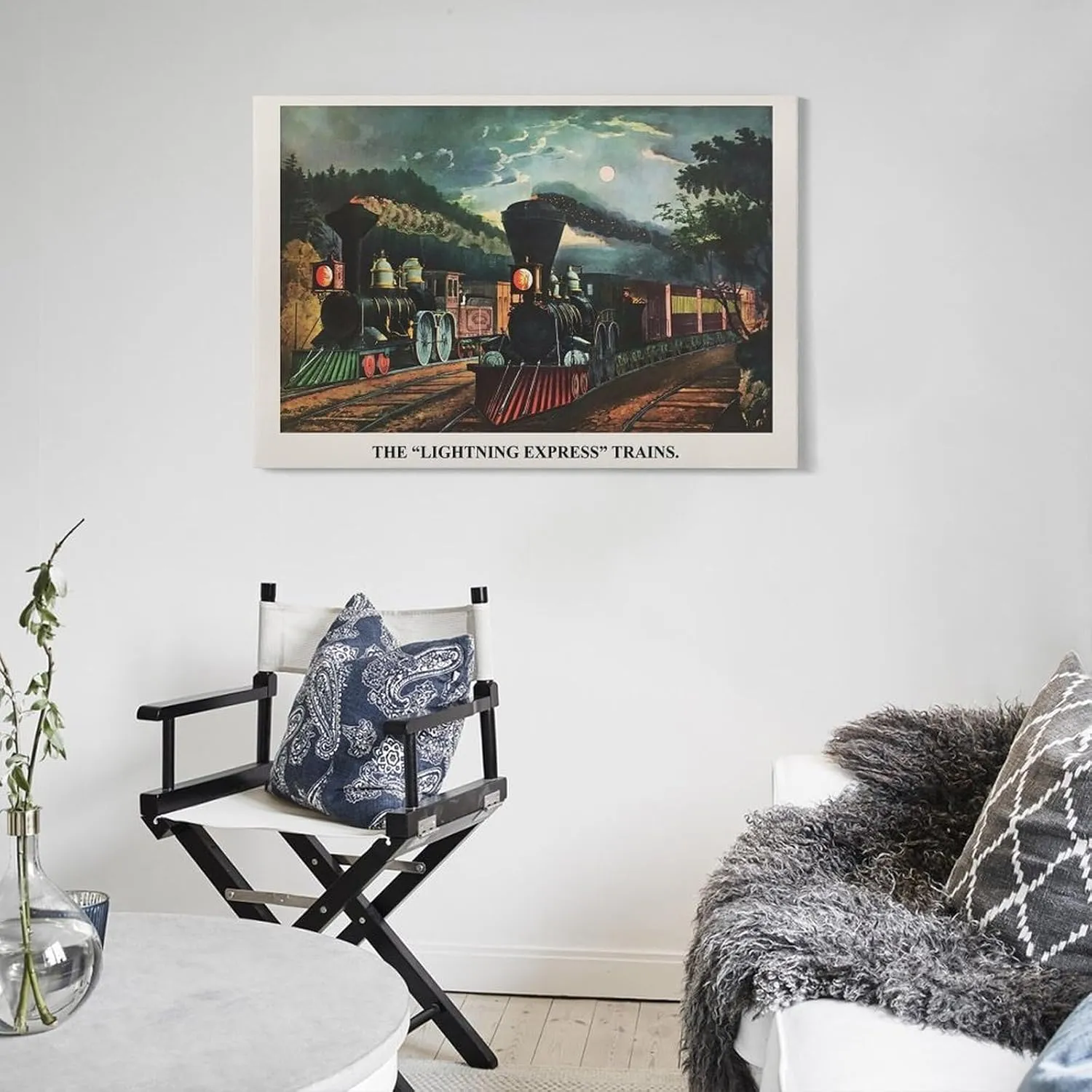 FKDSAN Lightning Express American Retro Art Poster Canvas Painting Posters And Prints Wall Art Pictures for Living Room Bedroom Decor 08x12inch(20x30cm) Frame-style