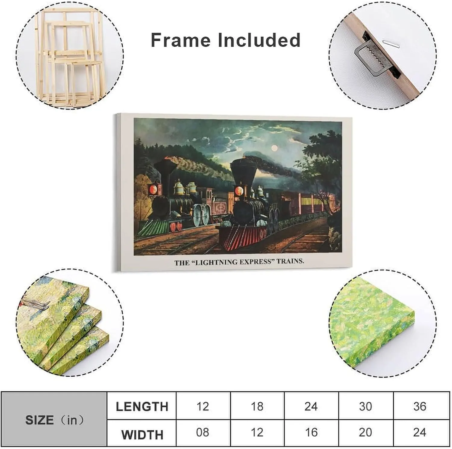 FKDSAN Lightning Express American Retro Art Poster Canvas Painting Posters And Prints Wall Art Pictures for Living Room Bedroom Decor 08x12inch(20x30cm) Frame-style