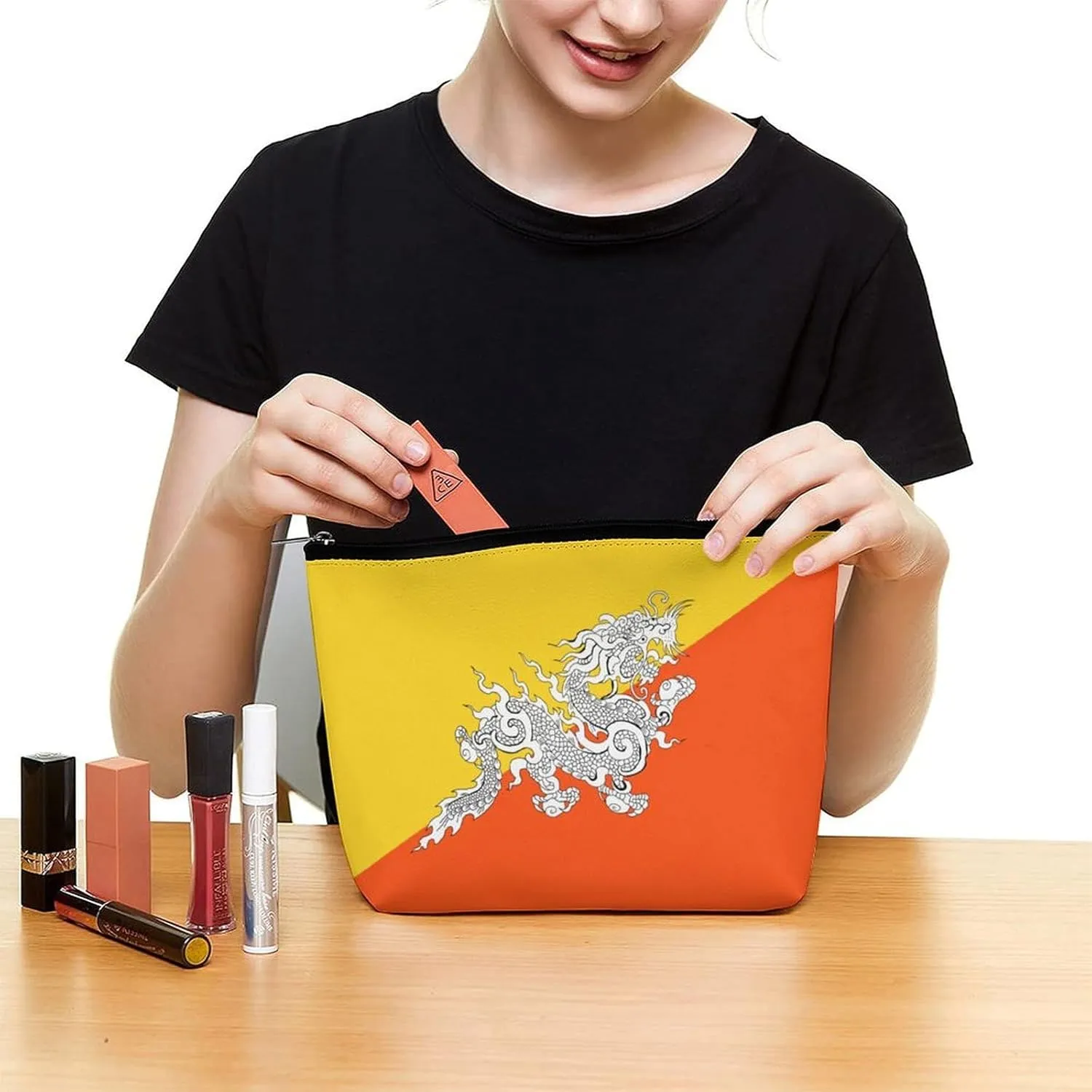 Flag of Bhutan Portable Travel Storage Cosmetic Bag,large Capacity Wash Bag One Size