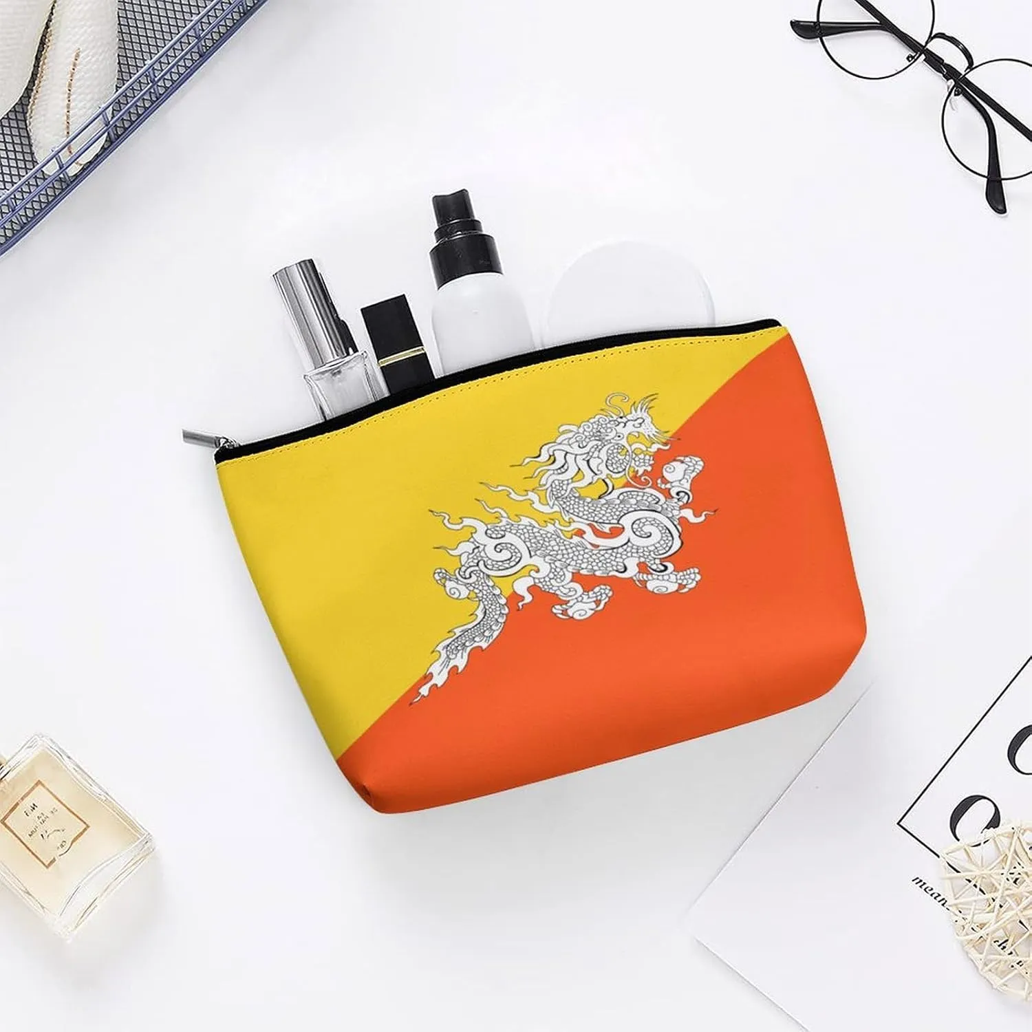 Flag of Bhutan Portable Travel Storage Cosmetic Bag,large Capacity Wash Bag One Size
