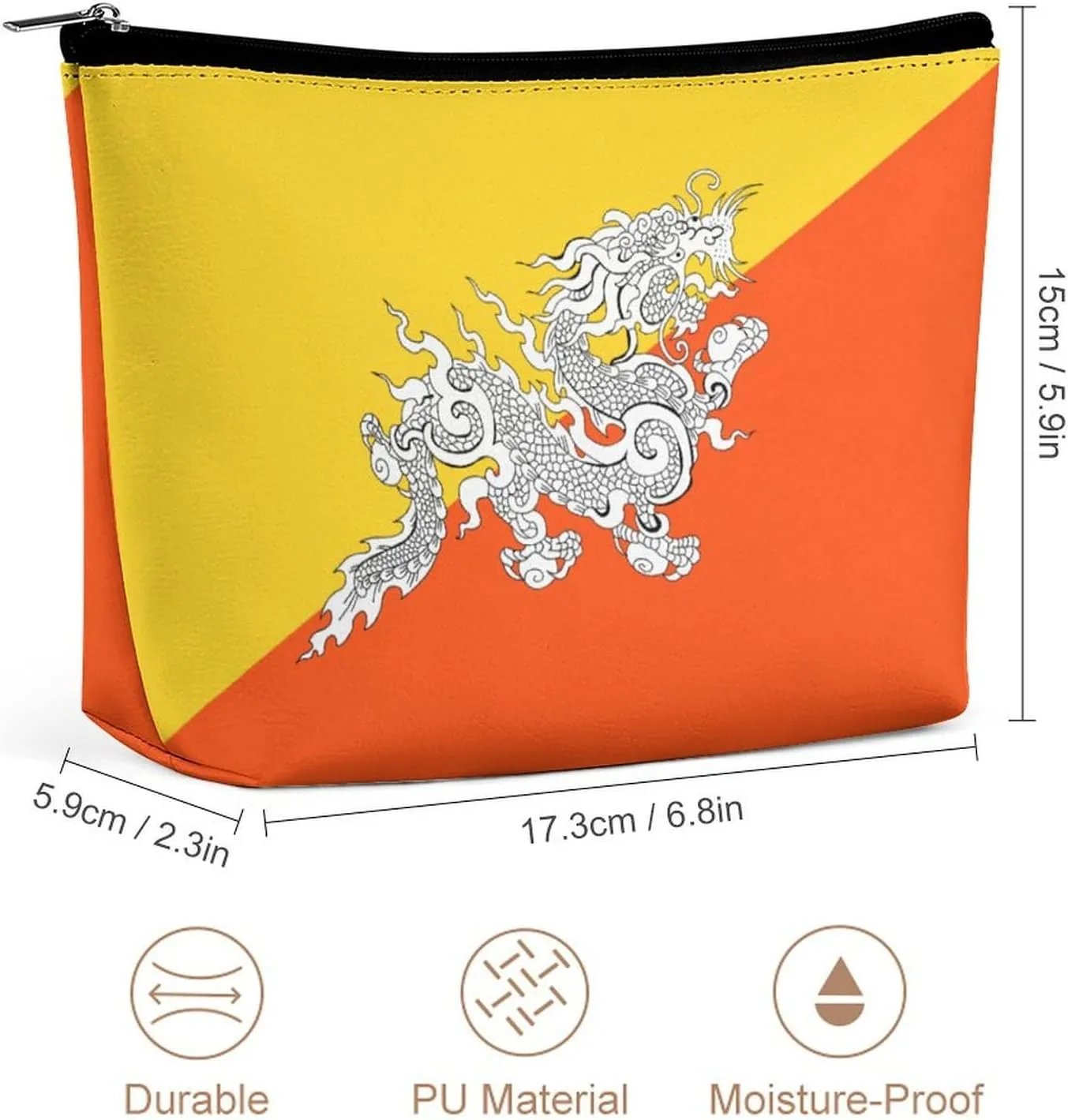 Flag of Bhutan Portable Travel Storage Cosmetic Bag,large Capacity Wash Bag One Size