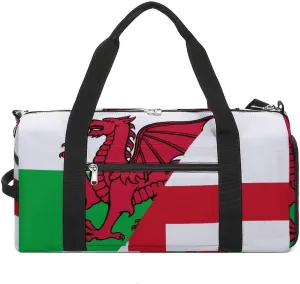 Flag of England and Wales Funny Gym Bag Travel Tote Bag Duffel Bag with Shoe Compartment for Weekender Sports Vacation