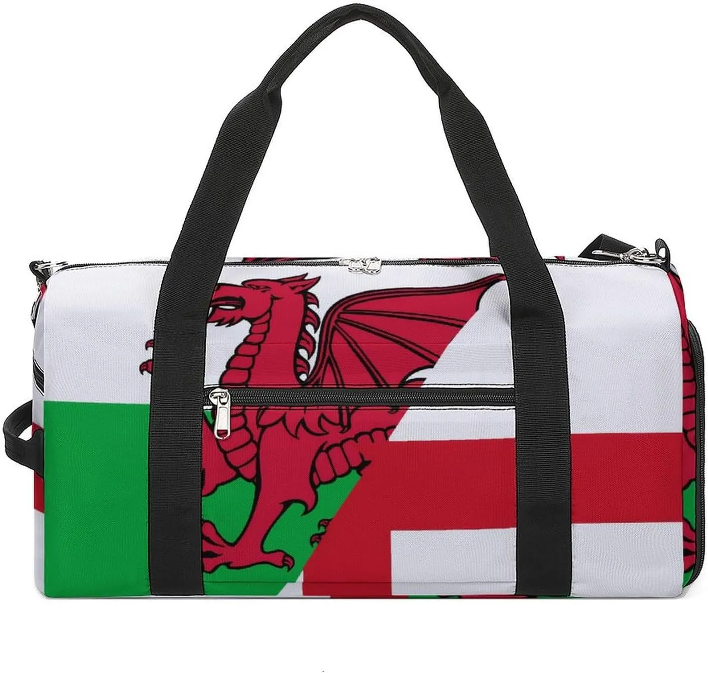 Flag of England and Wales Funny Gym Bag Travel Tote Bag Duffel Bag with Shoe Compartment for Weekender Sports Vacation