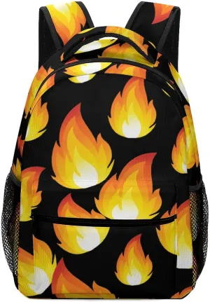 Flaming Fire Travel Backpack Simple Daypack Waterproof Hiking Picnic Laptop Gym Bag