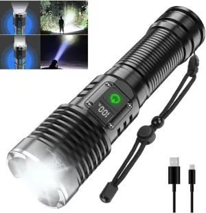 Flashlights High Lumens Rechargeable, Super Bright Led Flashlight, Powerful Tactical Flashlights, Brightest Waterproof Zoomable Handheld Flash Light High Powered for Camping Emergencies
