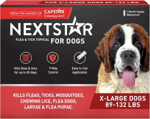 Flea and Tick Prevention for Dogs, Repellent, and Control, Fast Acting Waterproof Topical Drops for Extra-Large Dogs, 1 Month Dose