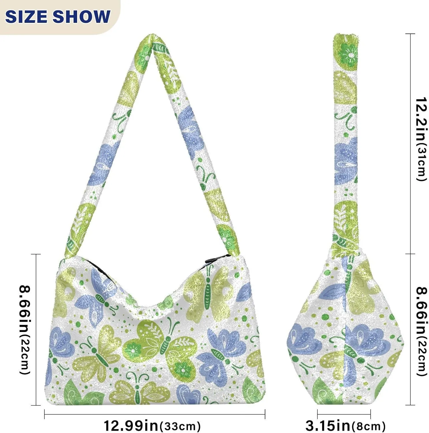 Flower Fluffy Furry Tote Bag Shoulder Bag Women Shoulder Handbag Purse for Autumn and Winter Multicolor 1