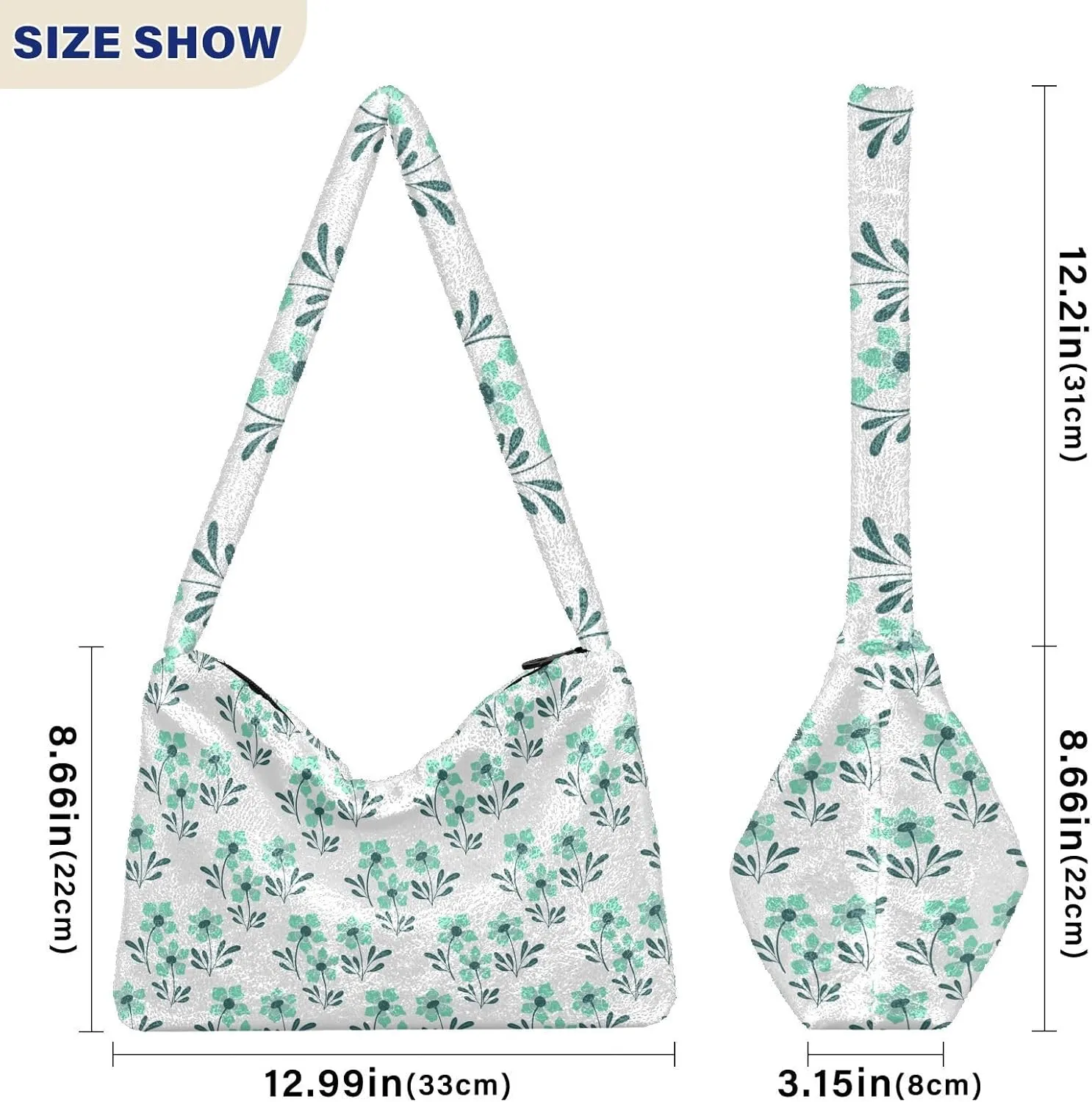 Flower Fluffy Furry Tote Bag Shoulder Bag Women Shoulder Handbag Purse for Autumn and Winter Multicolor 1
